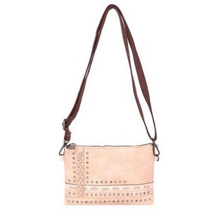 Studded tan clutch/crossbody